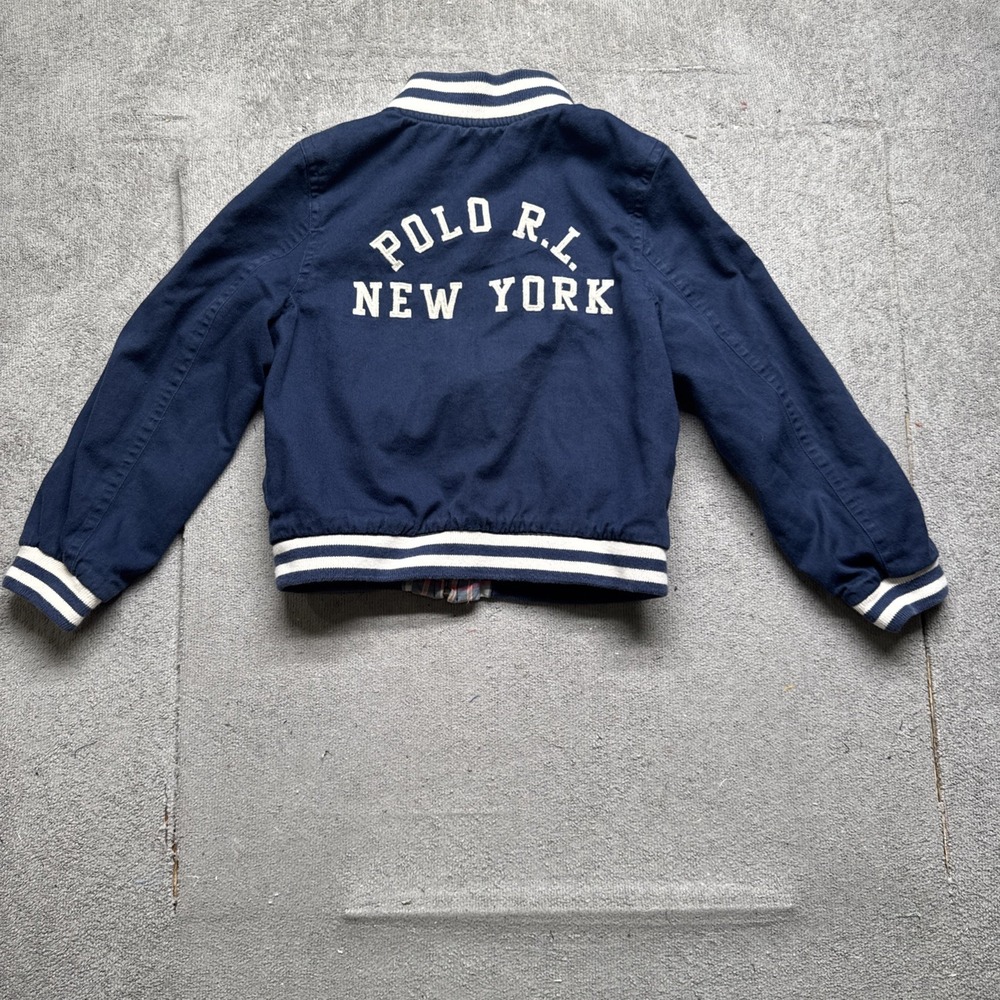 Polo‎ Ralph Lauren Boys Reversible Bomber Jacket New York Plaid Blue Size 5